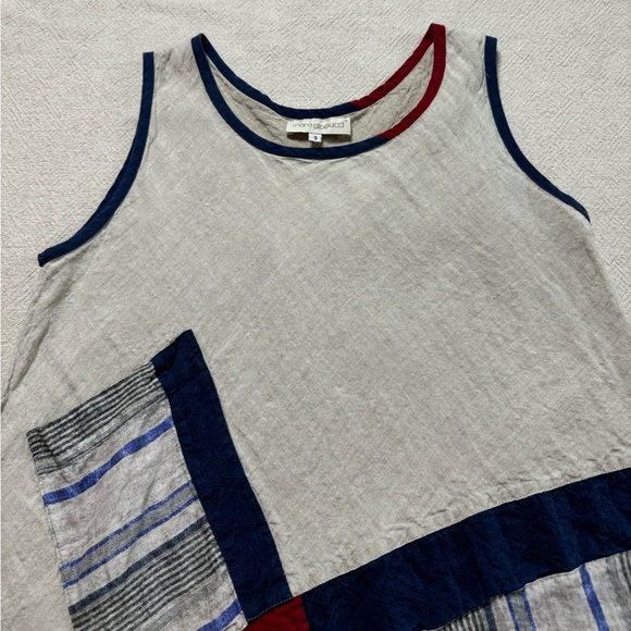 Mara Gibbucci Linen Coastal Stripe Lagenlook Tank Top S - Picture 3 of 7